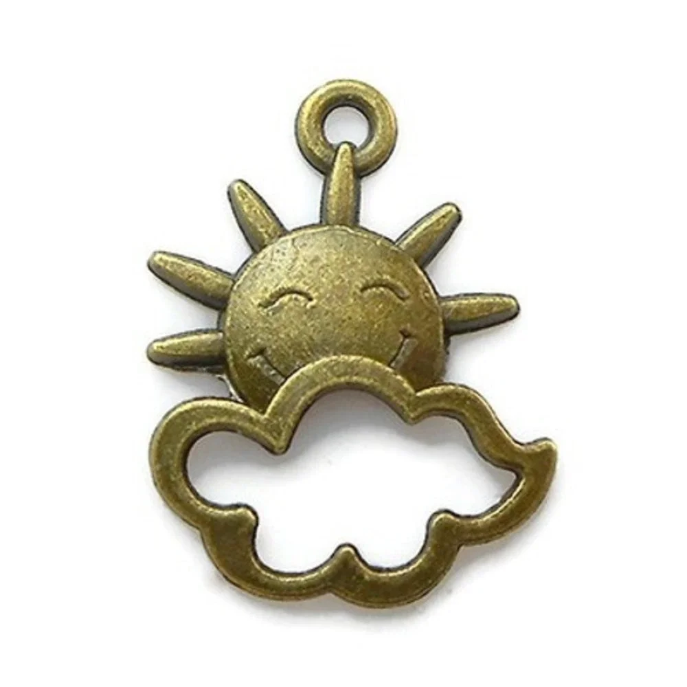 12pcs Sun Charms‎ bronze tone metal clouds weather